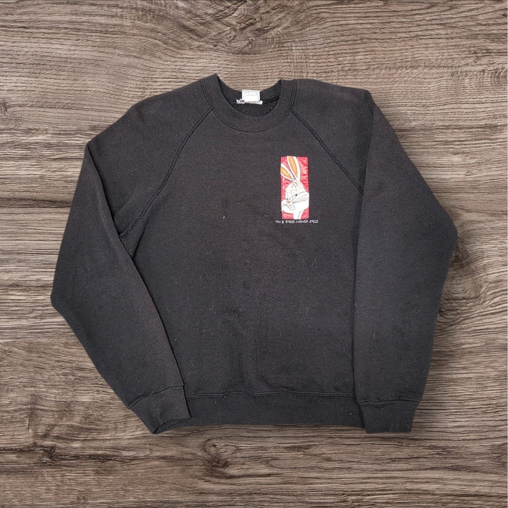 Vintage Looney Tunes Bugs Bunny Sweatshirt Mens XL Black Warner Bros Made in USA